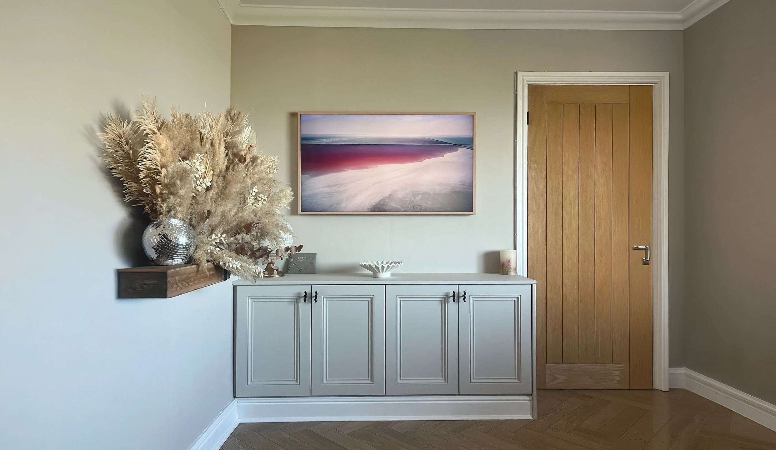 Bespoke grey cabinetry sideboard with expert styling in Swansea